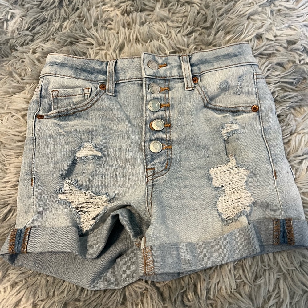 Aeropostale Light Blue Distressed Jean Shorts